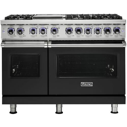 Viking - Professional 7 Series Freestanding Double Oven Dual Fuel Convection Range with Self-Cleaning - Cast Black