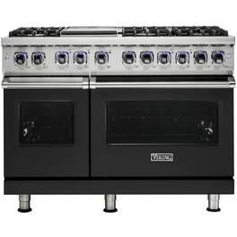 Viking - 48"W 7-Series Dual Fuel Self-Clean Range-6 Burners + Griddle - Cast Black
