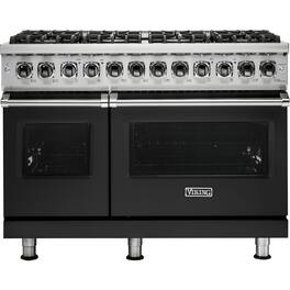 Viking - 5-Series Dual Fuel Self-Clean 48"W Sealed Burner Range - Cast Black