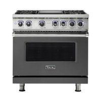 Viking - Professional 7 Series 5.6 Cu. Ft. Freestanding Dual Fuel True Convection Range with Self-Cleaning - Damascus gray - Front_Zoom