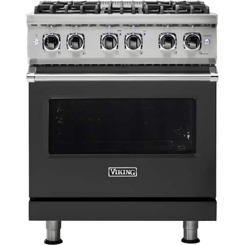 Viking - Professional 5 Series 4.7 Cu. Ft. Freestanding Dual Fuel True Convection Range with Self-Cleaning - Cast Black