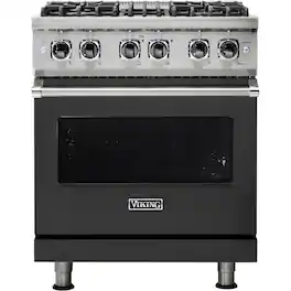 Viking - 5-Series 4.7 Cu. Ft. Self-Cleaning Freestanding Dual Fuel Convection Range - Cast Black