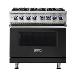 Viking - Freestanding 7 Series Dual Fuel Self-Clean 36"W Range - Cast Black