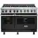 Front. Viking - 48"W 7-Series Dual Fuel Self-Clean Range-8 Burners-LP - Cast Black.