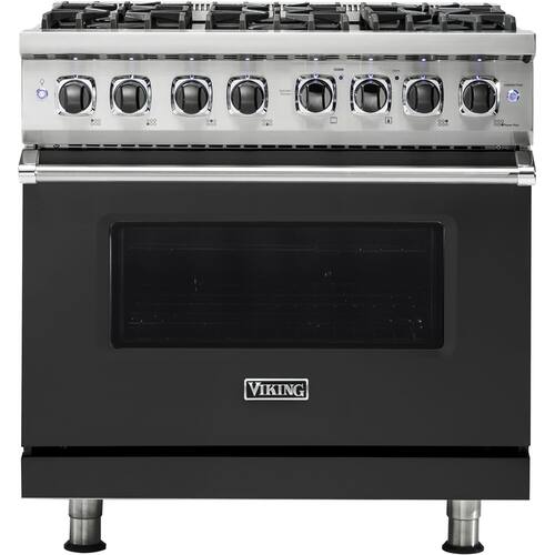 Viking - Professional 5 Series 5.6 Cu. Ft. Freestanding Dual Fuel True Convection Range with Self-Cleaning - Cast Black