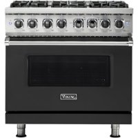 Viking - Professional 5 Series 5.6 Cu. Ft. Freestanding Dual Fuel True Convection Range with Self-Cleaning - Cast black - Front_Zoom