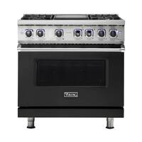 Viking - Professional 7 Series 5.6 Cu. Ft. Freestanding Dual Fuel True Convection Range with Self-Cleaning - Cast Black - Front_Zoom
