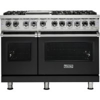 Viking - Professional 5 Series Freestanding Double Oven Dual Fuel True Convection Range with Self-Cleaning - Cast black - Front_Zoom