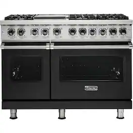 Viking - 5-Series Dual Fuel Self-Clean 48"W Sealed Burner Range - Cast Black