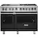 Front. Viking - 5-Series Dual Fuel Self-Clean 48"W Sealed Burner Range - Cast Black.