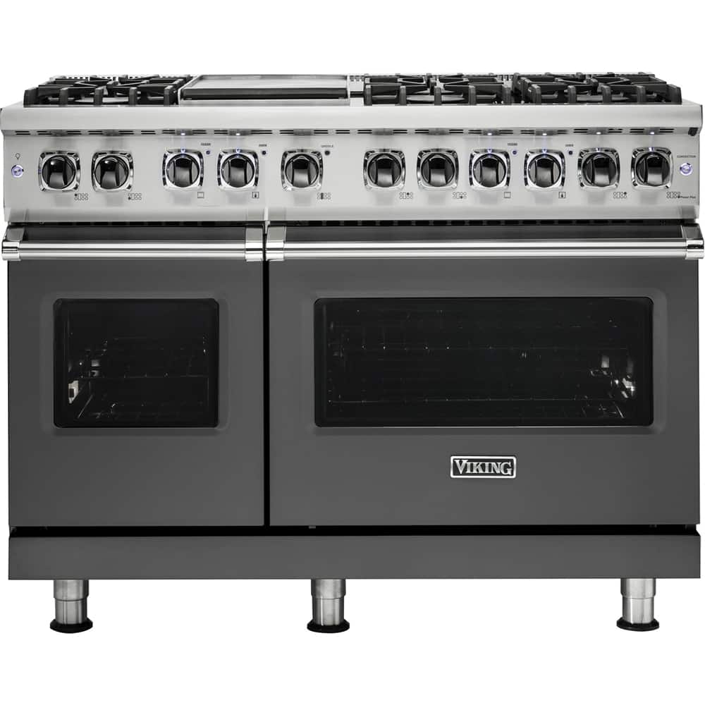 Viking - 5-Series Dual Fuel Self-Clean 48"W Sealed Burner Range - Damascus Gray - Front_Zoom