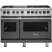 Viking - Professional 5 Series Freestanding Double Oven Dual Fuel LP Gas True Convection Range with Self-Cleaning - Damascus gray - Front_Zoom