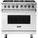 Front. Viking - 5-Series 5.6 Cu. Ft. Self-Cleaning Freestanding Dual Fuel Convection Range - Frost White.