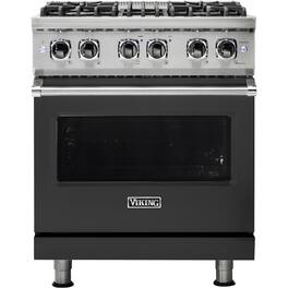 Viking - 5-Series 4.7 Cu. Ft. Self-Cleaning Freestanding Dual Fuel Convection Range - Cast Black