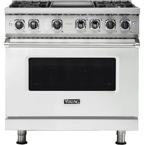 Viking - Professional 5 Series 5.6 Cu. Ft. Freestanding Dual Fuel True Convection Range with Self-Cleaning - Frost White