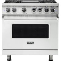 Viking - 5-Series 5.6 Cu. Ft. Self-Cleaning Freestanding Dual Fuel Convection Range - Frost White - Front_Zoom