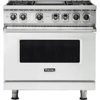 Viking - Professional 5 Series 5.6 Cu. Ft. Freestanding Dual Fuel True Convection Range with Self-Cleaning - Frost White - Front_Zoom