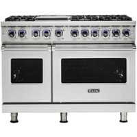 Viking - 48"W 7-Series Dual Fuel Self-Clean Range-6 Burners + Griddle - LP - Frost White - Front_Zoom