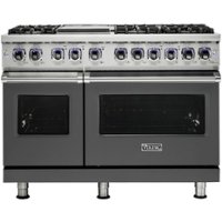 Viking - 48"W 7-Series Dual Fuel Self-Clean Range-6 Burners + Griddle - Damascus Gray - Front_Zoom