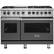 Front. Viking - 48"W 7-Series Dual Fuel Self-Clean Range-6 Burners + Griddle - Damascus Gray.