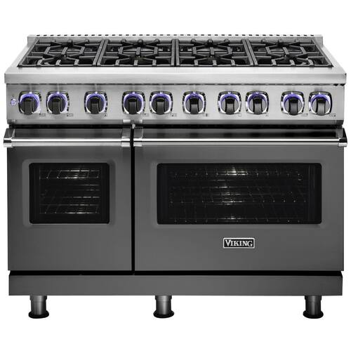 Viking - Professional 7 Series Freestanding Double Oven Dual Fuel Convection Range with Self-Cleaning - Damascus Gray