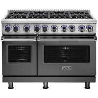 Viking - Professional 7 Series Freestanding Double Oven Dual Fuel Convection Range with Self-Cleaning - Damascus gray - Front_Zoom