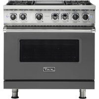 Viking - 5-Series 5.6 Cu. Ft. Self-Cleaning Freestanding Dual Fuel Convection Range - Damascus Gray - Front_Zoom