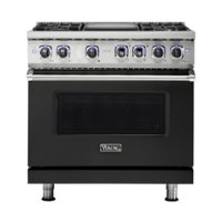Viking - Professional 7 Series 5.6 Cu. Ft. Freestanding Dual Fuel LP Gas True Convection Range with Self-Cleaning - Cast black - Front_Zoom
