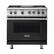 Front. Viking - Freestanding 7 Series Dual Fuel Self-Clean 36"W Range - Cast Black.