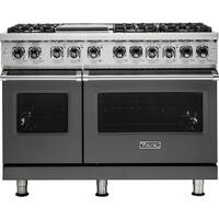 Viking - 5-Series Dual Fuel Self-Clean 48"W Sealed Burner Range - Damascus Gray - Front_Zoom