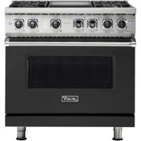 Viking - Professional 5 Series 5.6 Cu. Ft. Freestanding Dual Fuel LP Gas True Convection Range with Self-Cleaning - Cast black - Front_Zoom