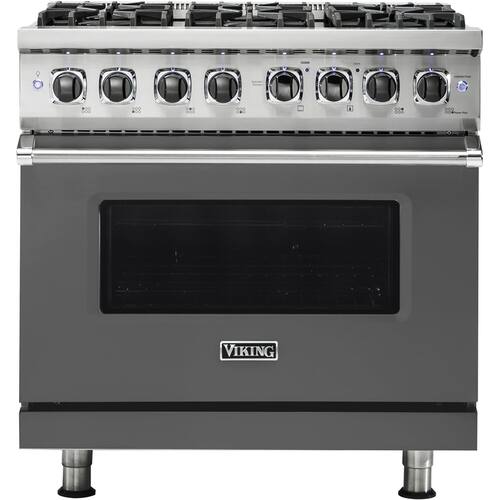 Viking - Professional 5 Series 5.6 Cu. Ft. Freestanding Dual Fuel True Convection Range with Self-Cleaning - Damascus Gray