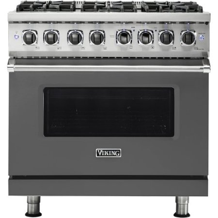 Viking - 5-Series 5.6 Cu. Ft. Self-Cleaning Freestanding Dual Fuel Convection Range - Damascus Gray