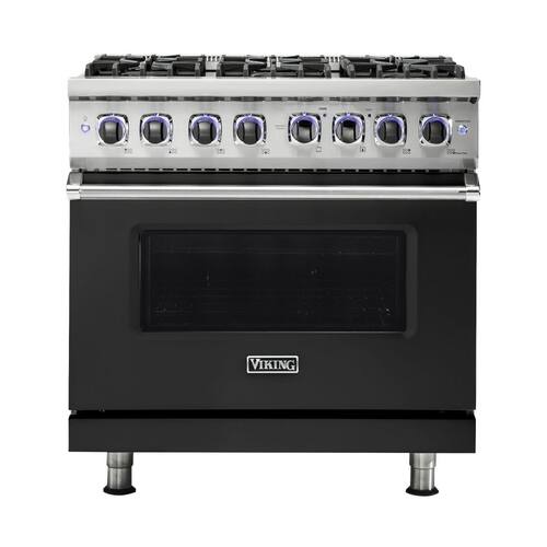 Viking - Professional 7 Series 5.6 Cu. Ft. Freestanding Dual Fuel True Convection Range with Self-Cleaning - Cast Black