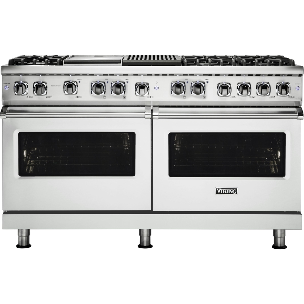 Viking – Professional 5 Series Freestanding Double Oven Dual Fuel True Convection Range with Self-Cleaning – Frost White