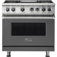 Viking - Professional 5 Series 5.6 Cu. Ft. Freestanding Dual Fuel True Convection Range with Self-Cleaning - Damascus gray - Front_Zoom
