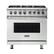 Front. Viking - Freestanding 7 Series Dual Fuel Self-Clean 36"W Range - Frost White.