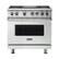 Front. Viking - Freestanding 7 Series Dual Fuel Self-Clean 36"W Range - Frost White.