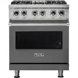 Viking - 5-Series 4.7 Cu. Ft. Self-Cleaning Freestanding Dual Fuel Convection Range - Damascus Gray
