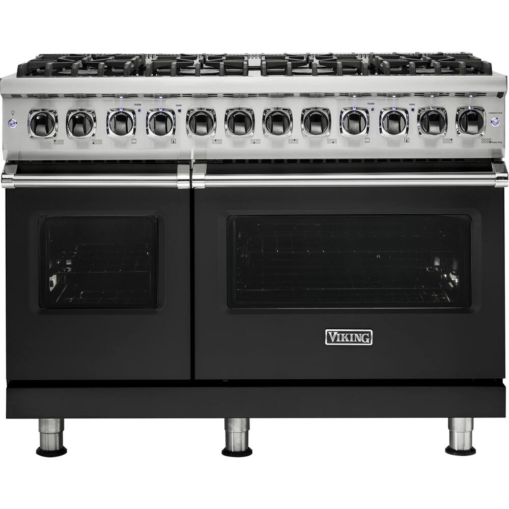Viking - 5-Series Dual Fuel Self-Clean 48"W Sealed Burner Range - Cast Black
