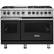 Front. Viking - 48"W 7-Series Dual Fuel Self-Clean Range-6 Burners + Griddle - LP - Cast Black.