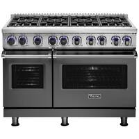 Viking - 48"W 7-Series Dual Fuel Self-Clean Range-8 Burners-LP - Damascus Gray - Front_Zoom