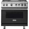 Front. Viking - 5-Series 5.6 Cu. Ft. Self-Cleaning Freestanding Dual Fuel Convection Range - Cast Black.