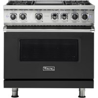 Viking - 5-Series 5.6 Cu. Ft. Self-Cleaning Freestanding Dual Fuel Convection Range - Cast Black - Front_Zoom