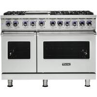 Viking - Professional 7 Series Freestanding Double Oven Dual Fuel Convection Range with Self-Cleaning - Frost White - Front_Zoom