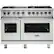 Front. Viking - 48"W 7-Series Dual Fuel Self-Clean Range-6 Burners + Griddle - Frost White.