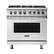 Front. Viking - Freestanding 7 Series Dual Fuel Self-Clean 36"W Range - Frost White.