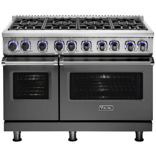 Viking – Professional 7 Series Freestanding Double Oven Dual Fuel Convection Range with Self-Cleaning – Cast Black
