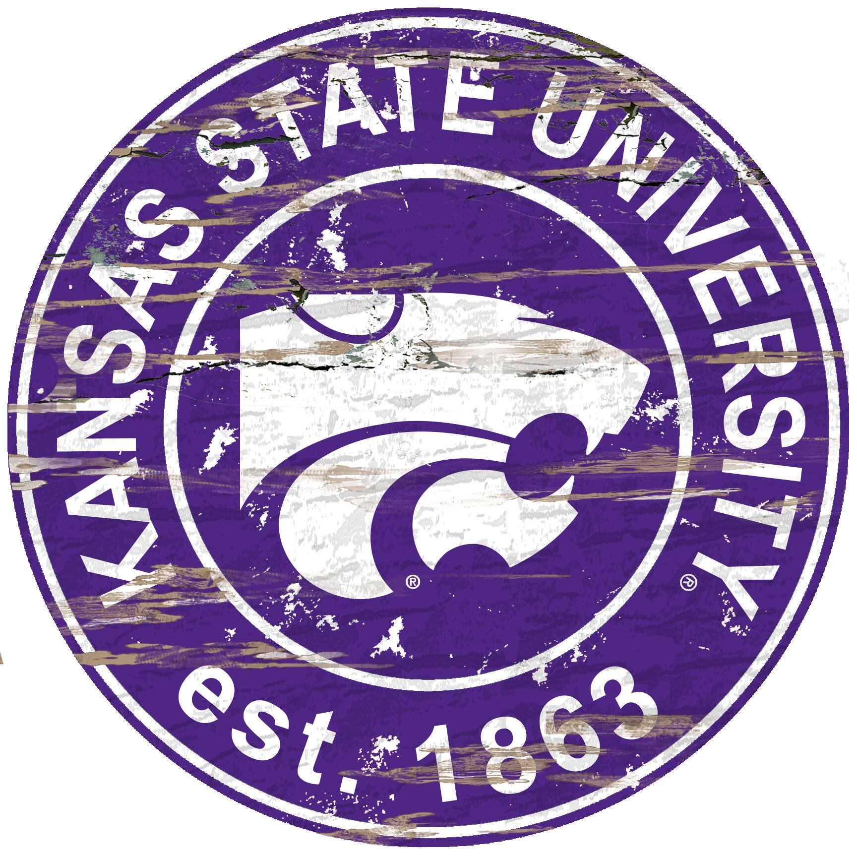 Kansas State Wildcats 23.5" Distressed Round Sign