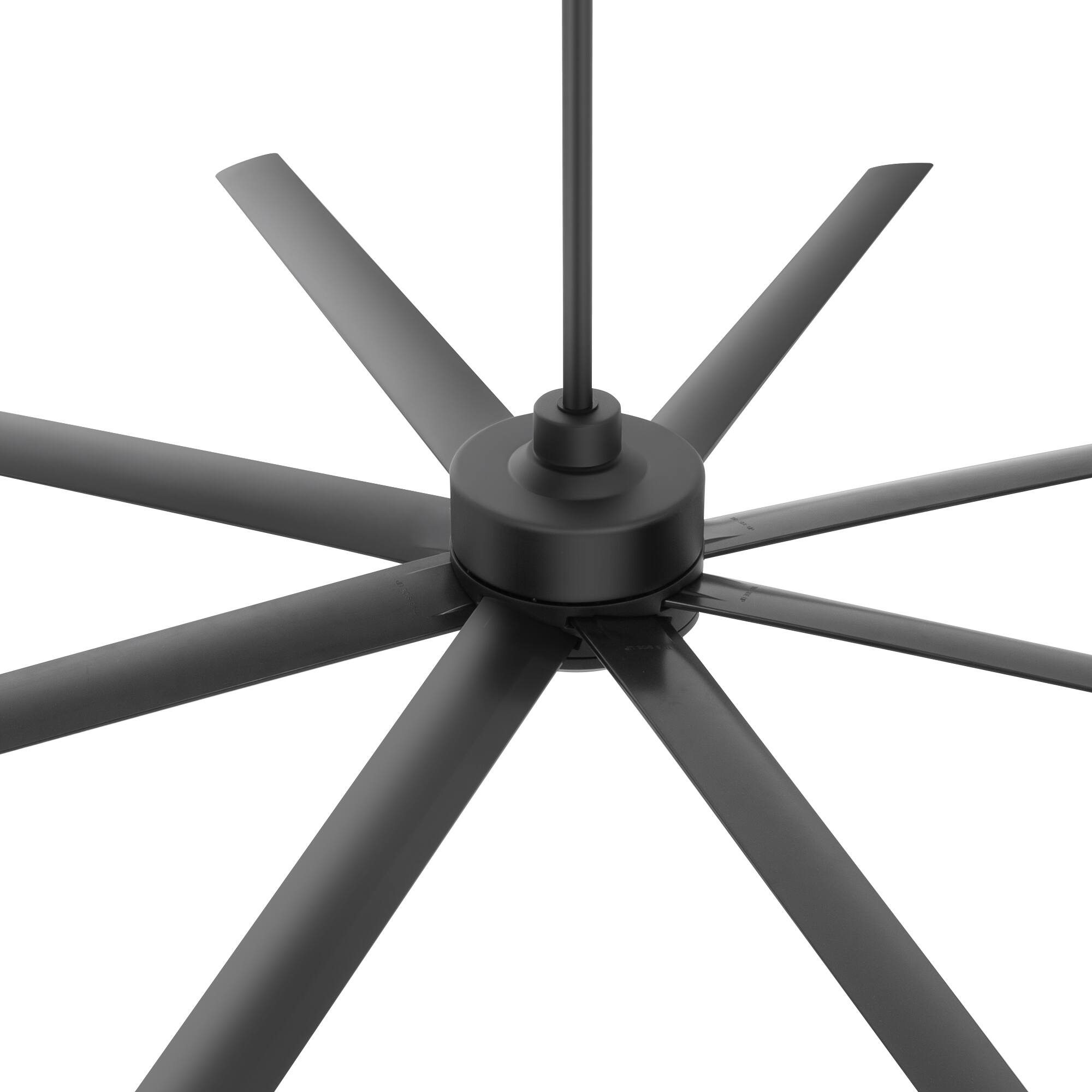 Alt View 7. Breezary - 84-in Large Ceiling Fan with 8 ABS Blades, 6-Speed DC Motor, Remote Control, 3 Downrods with Timer, Optional Light Kit - Matte Black (Without Light).